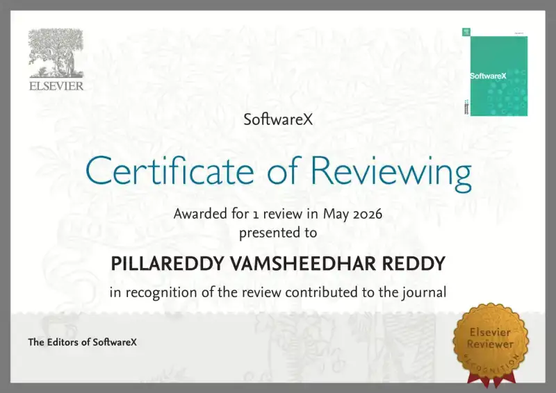 Peer-review recognition certificate — SoftwareX